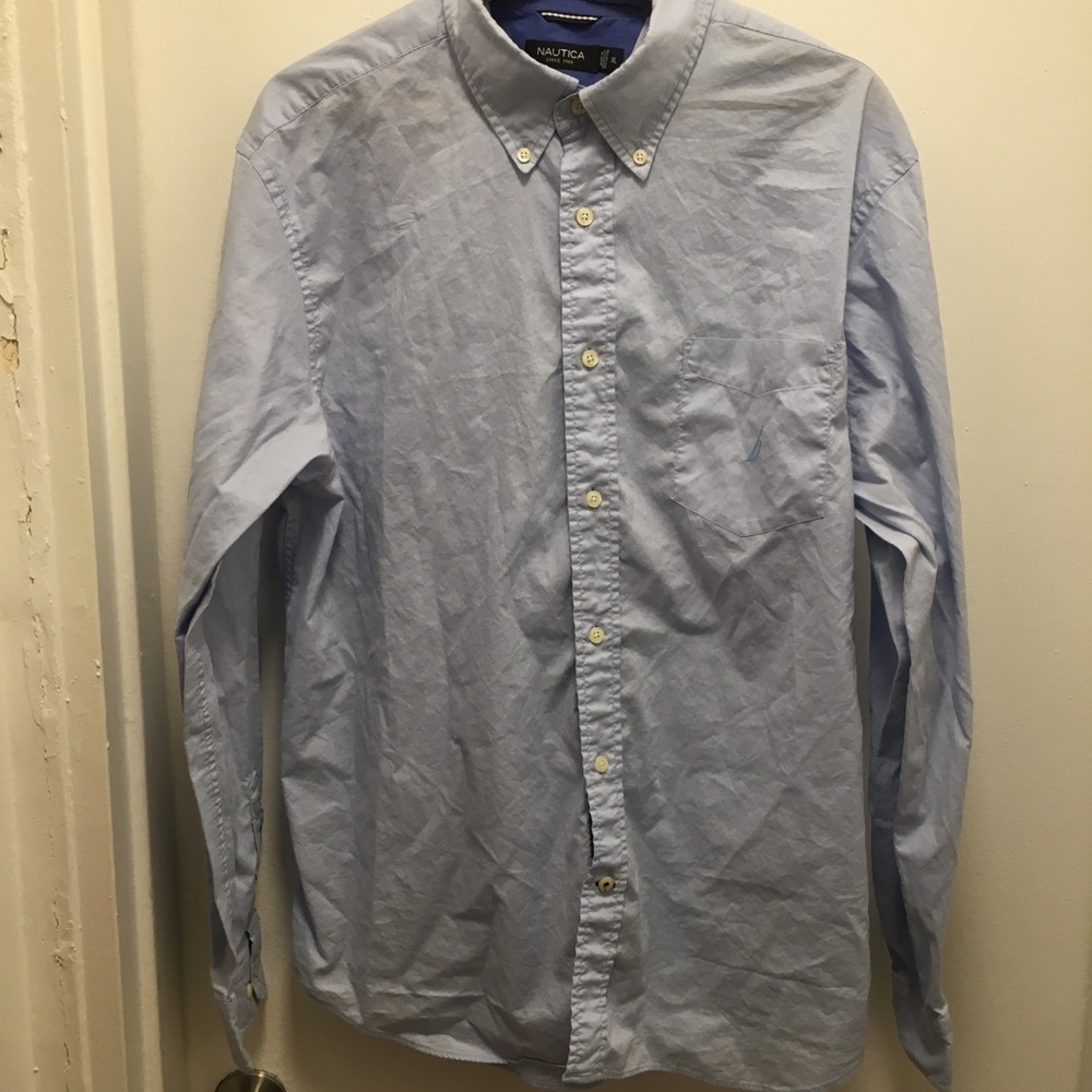 Nautica Men’s light blue button down dress shirt- size XL - Picture 3 of 7